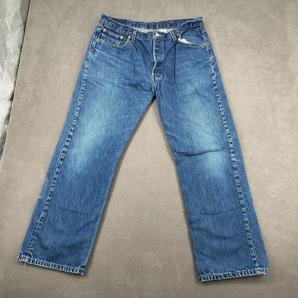 Levi's 501 Original Fit Jean Mens 40x32 Blue Denim Mid Rise Straight Leg Classic